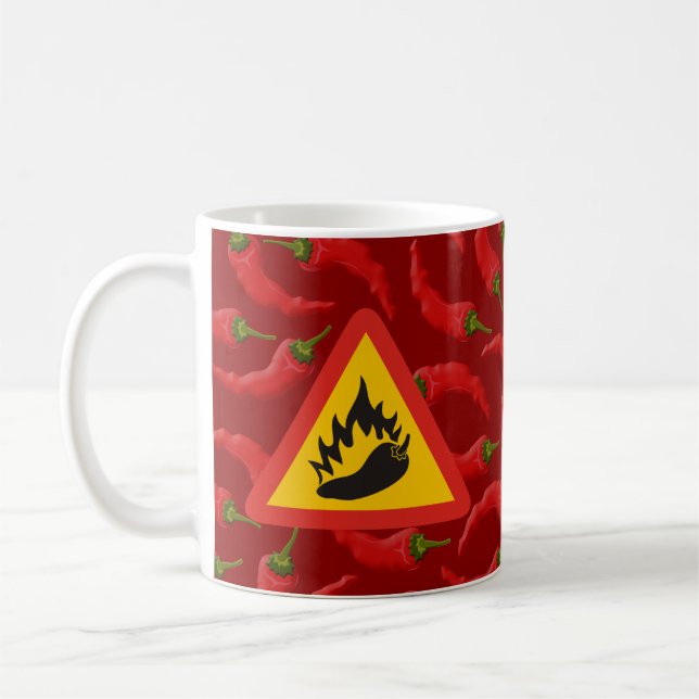 Caneca De Café Sinal de perigo de pimenta quente (Esquerda)