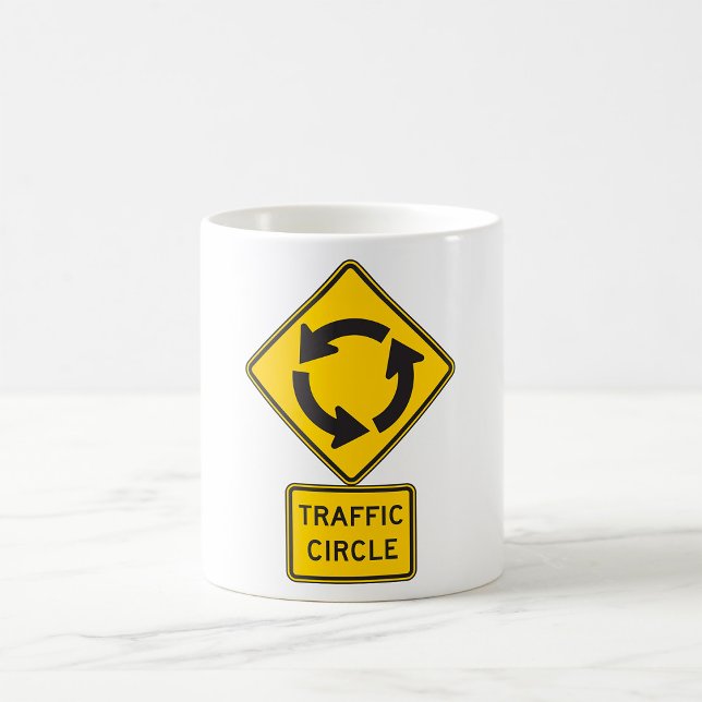 Caneca De Café Sinal de Trânsito em Rotatória Amarelo Diamante (Criador carregado)