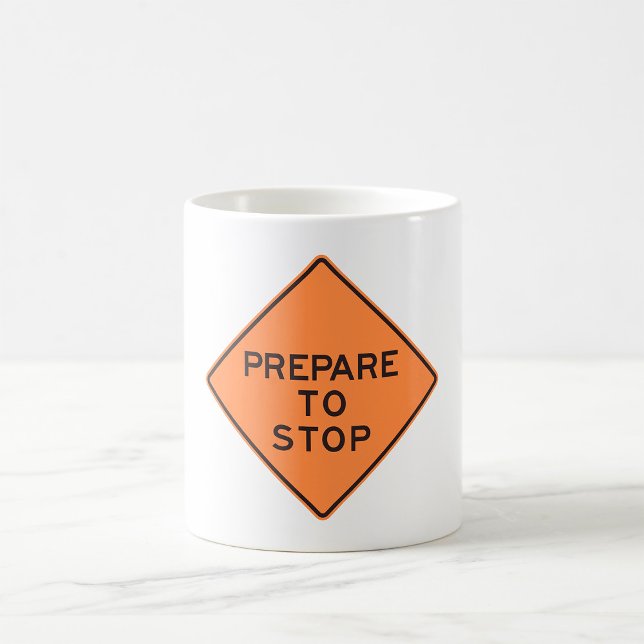 Caneca De Café Sinal de Trânsito Prepare para Parar (Criador carregado)