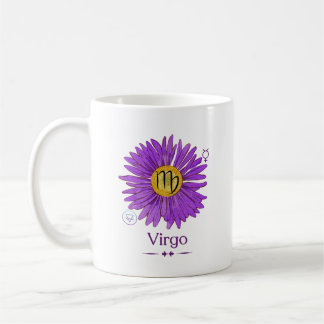 Caneca De Café Sinal de Virgo Zodiac com Púrpura Flor