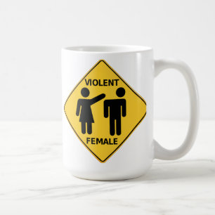 Caneca De Café Sinal fêmea violento dos desenhos animados