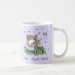 Caneca De Café Sinal giro engraçado de Virgem Star Zodiac Cat com