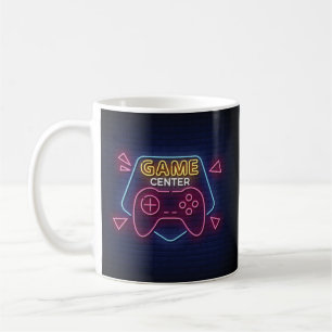 Caneca De Café Sinal Neon do Centro de Jogos Legal e Colorido