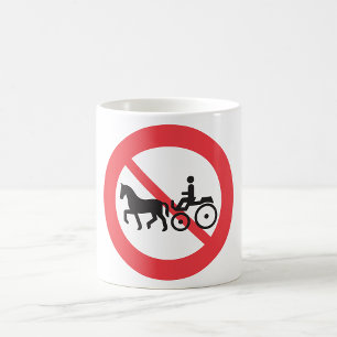Caneca De Café Sinal Sem Veículos Puxados por Cavalos