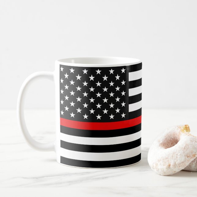 Caneca De Café Sinalizador Americano Thin Red Line (Com Donut)