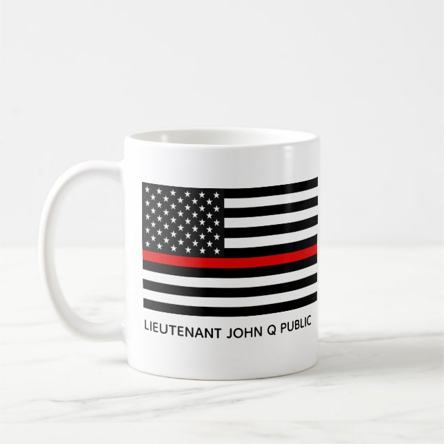 Caneca De Café Sinalizador Americano Thin Red Line Personalizado (Esquerda)