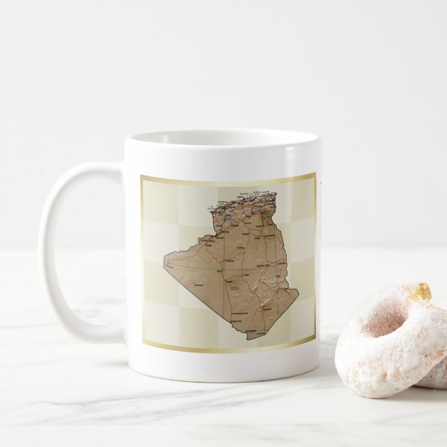 Caneca De Café Sinalizador Argélia + Mug de Mapa (Com Donut)