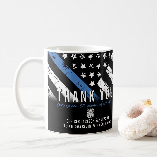Caneca De Café Sinalizador da Linha Azul do Aniversário da Políci (Com Donut)