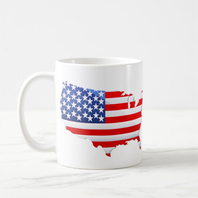 Caneca De Café Sinalizador de Mapa Patriótico dos EUA (Esquerda)