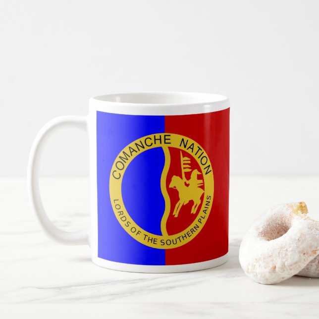 Caneca De Café Sinalizador de Nação Comanche (Com Donut)