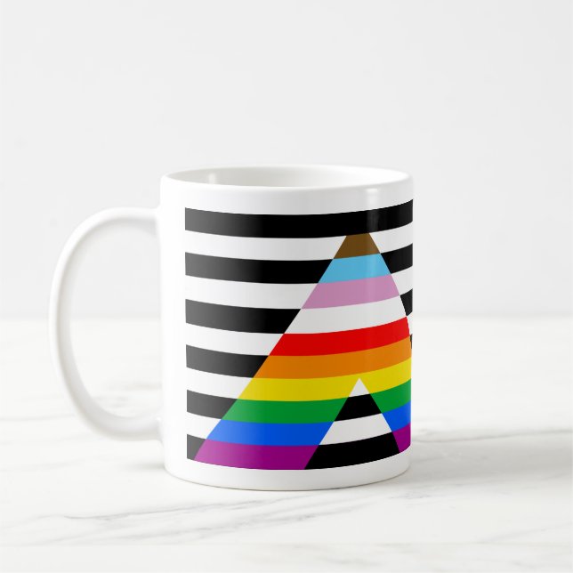 Caneca De Café Sinalizador de Orgulho Ally do Progresso LGBTQ (Esquerda)
