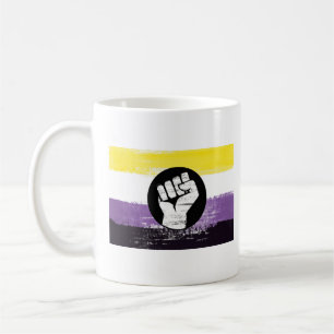 Caneca De Café Sinalizador de Protesto Pintado Não-Binário
