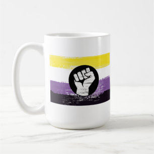 Caneca De Café Sinalizador de Protesto Pintado Não-Binário