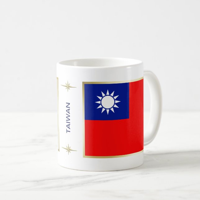 Caneca De Café Sinalizador de Taiwan + Mug de Mapa (Frente Esquerda)