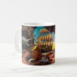 Caneca De Café Sinalizador de Vintage de Navio Pirata