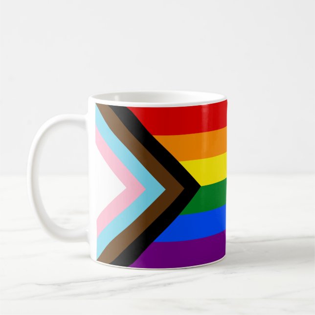 Caneca De Café Sinalizador do Orgulho de Progresso (Esquerda)