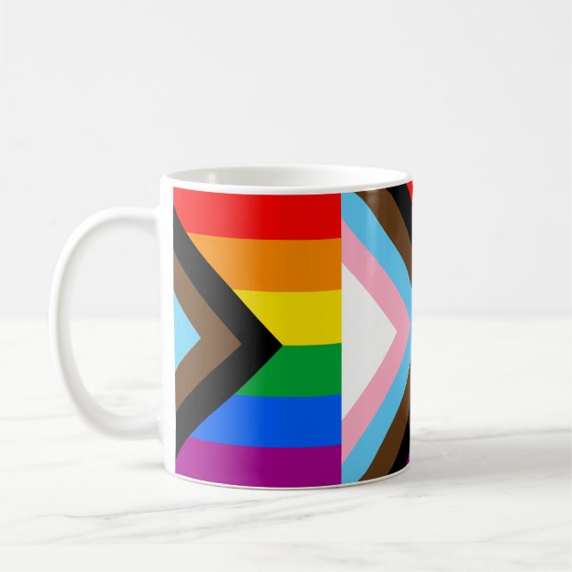 Caneca De Café Sinalizador do Orgulho de Progresso LGBTQ+ (Esquerda)
