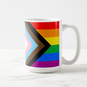 Caneca De Café Sinalizador do Orgulho de Progresso LGBTQ+