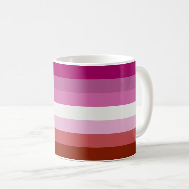 Caneca De Café Sinalizador do Orgulho Lésbico Rosa (Frente Esquerda)