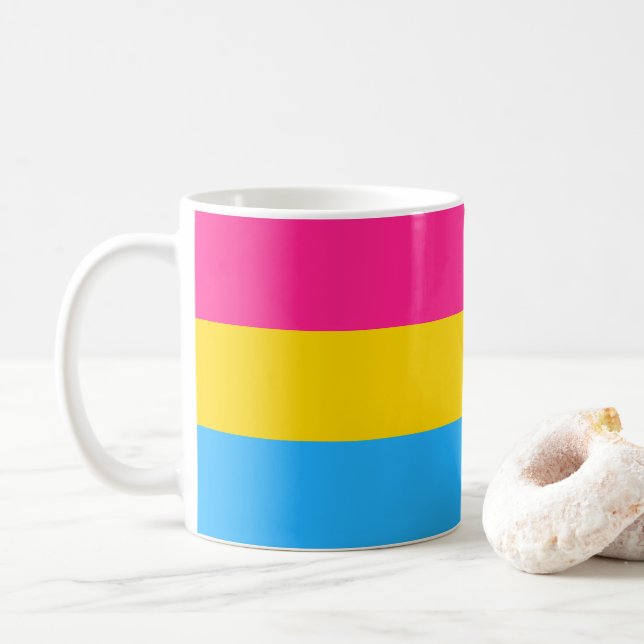 Caneca De Café Sinalizador do Orgulho Pansexual LGBTQ (Com Donut)