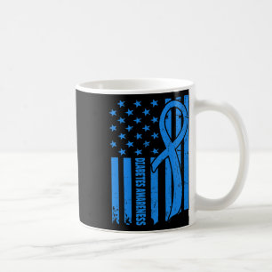 Caneca De Café Sinalizador Dos Eua Guerreiro Diabético Blue Diabe