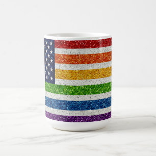 Caneca De Café Sinalizador dos EUA - Listra do Arco-Íris (Estilo