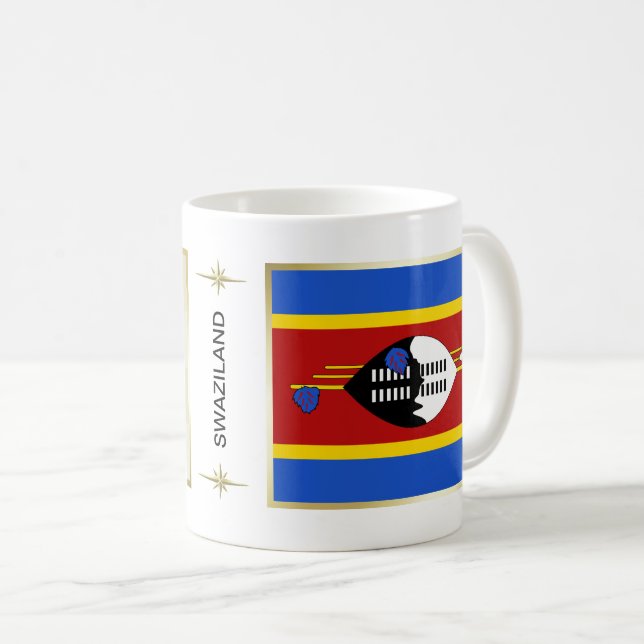 Caneca De Café Sinalizador Eswatini + Mug de Mapa (Frente Esquerda)