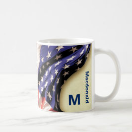 Caneca De Café Sinalizador EUA de Nome Personalizado