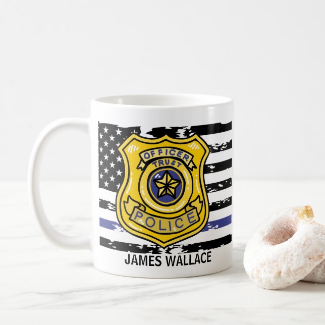 Caneca De Café Sinalizador EUA | Guarda Dourada Personalizada (Com Donut)
