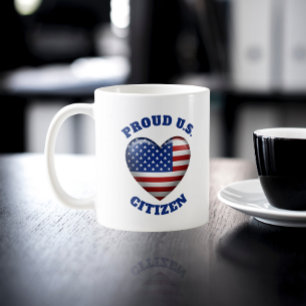 Caneca De Café Sinalizador EUA   Ícone Coração 3D   Orgulhoso cid
