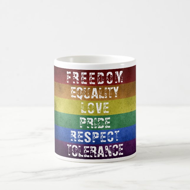 Caneca De Café Sinalizador LGBT Orgulho Moderno do Arco-Íris (Centro)