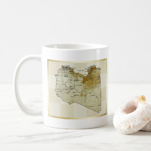 Caneca De Café Sinalizador Líbia + Mug de Mapa