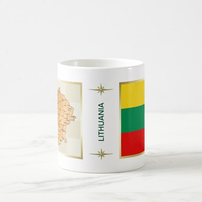 Caneca De Café Sinalizador Lituânia + Mapa Mug (Centro)