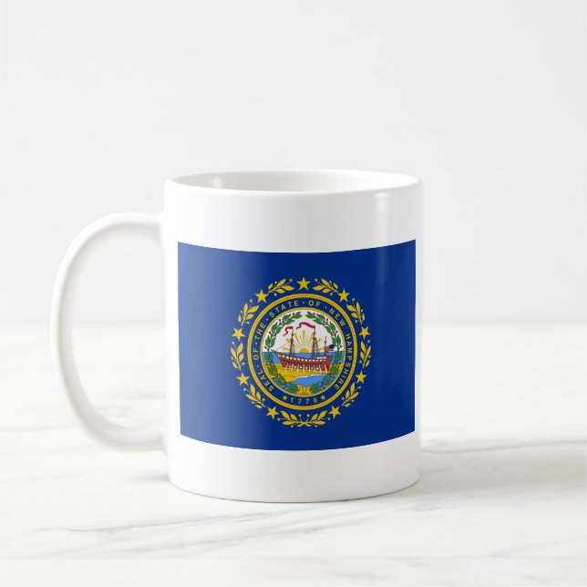 Caneca De Café Sinalizador New Hampshire + Mug de Mapa (Esquerda)