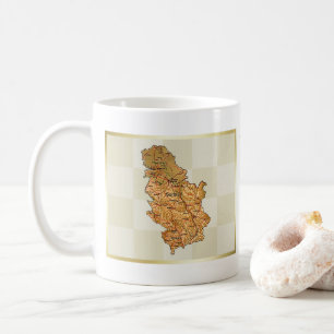 Caneca De Café Sinalizador Sérvia + Mapa Mug