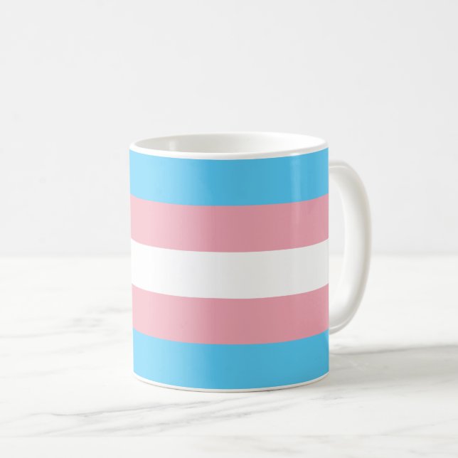Caneca De Café Sinalizador Trans Pride (Orgulho Transgênero) (Frente Esquerda)