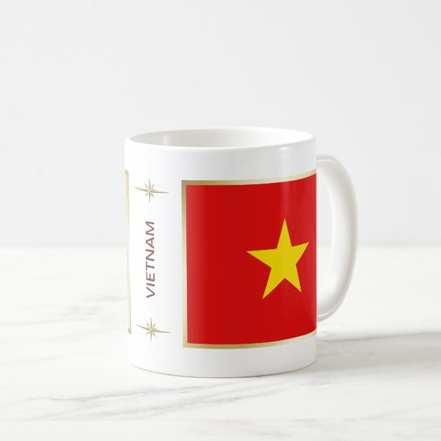 Caneca De Café Sinalizador Vietnã + Mapa Mug (Frente Esquerda)
