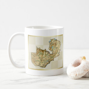 Caneca De Café Sinalizador Zâmbia + Mug de Mapa