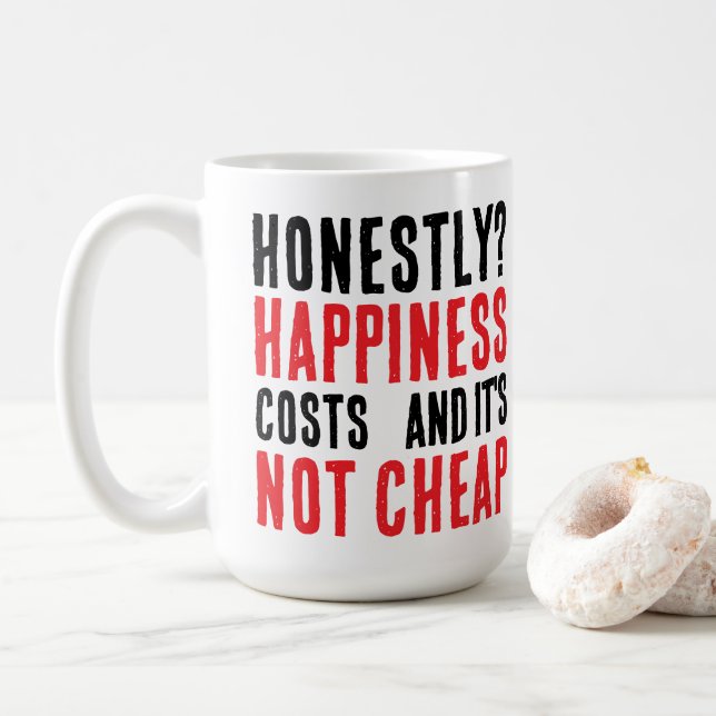 Caneca De Café Sincera frase sobre felicidade (Com Donut)