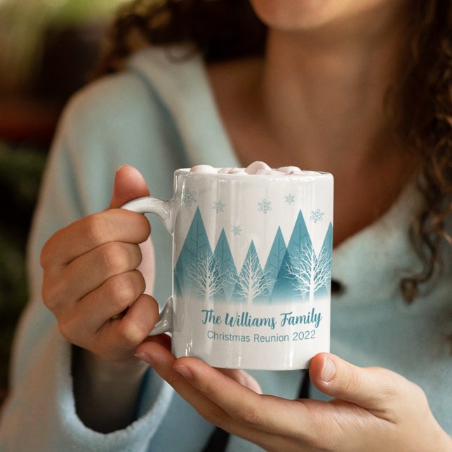 Caneca De Café Sindicato da Família Natal das Árvores de Inverno  (Criador carregado)