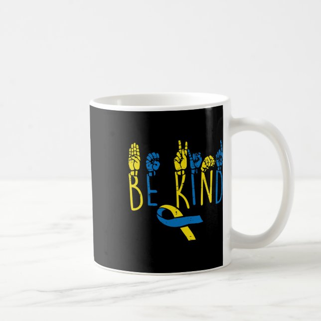 Caneca De Café Sindroma Sensibilização Seja Bonito Sinal de Mão P (Direita)
