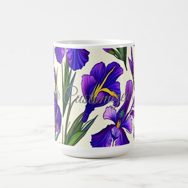 Caneca De Café Sinfonia de Jardim: Padrão Floral de Iris (Centro)