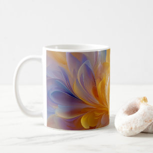 Caneca De Café Sinfonia Dourada de Pétalas Abstratas em Flor