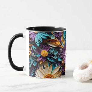Caneca de Café Sinfonia Floral de Papel Recortado
