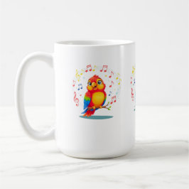 Caneca De Café **Singing Parrot – Cute Parrot Singing Illustratio
