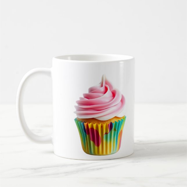 Caneca De Café Single Cupcake with Pink and White Frosting (Esquerda)