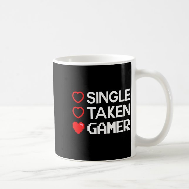 Caneca De Café Single Taken Gamer Valentines Day Gaming Heart Fun (Direita)
