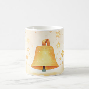 Caneca De Café sino de bronze ou cobre com estrelas cintilantes a