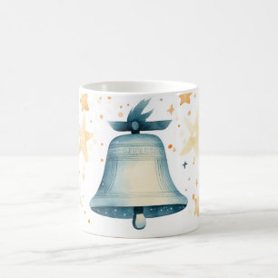 Caneca De Café sino de bronze ou cobre com estrelas cintilantes a