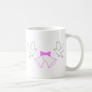 Caneca De Café Sinos de Casamento e Pombas